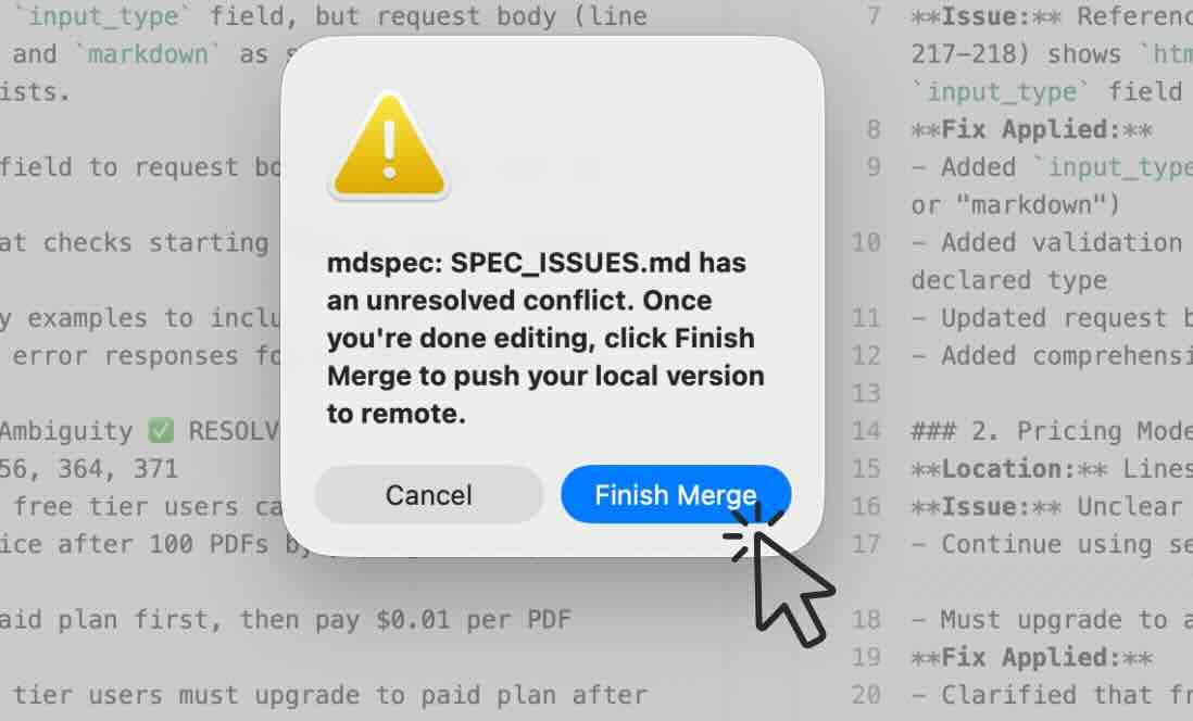 Finish merging to complete the merge